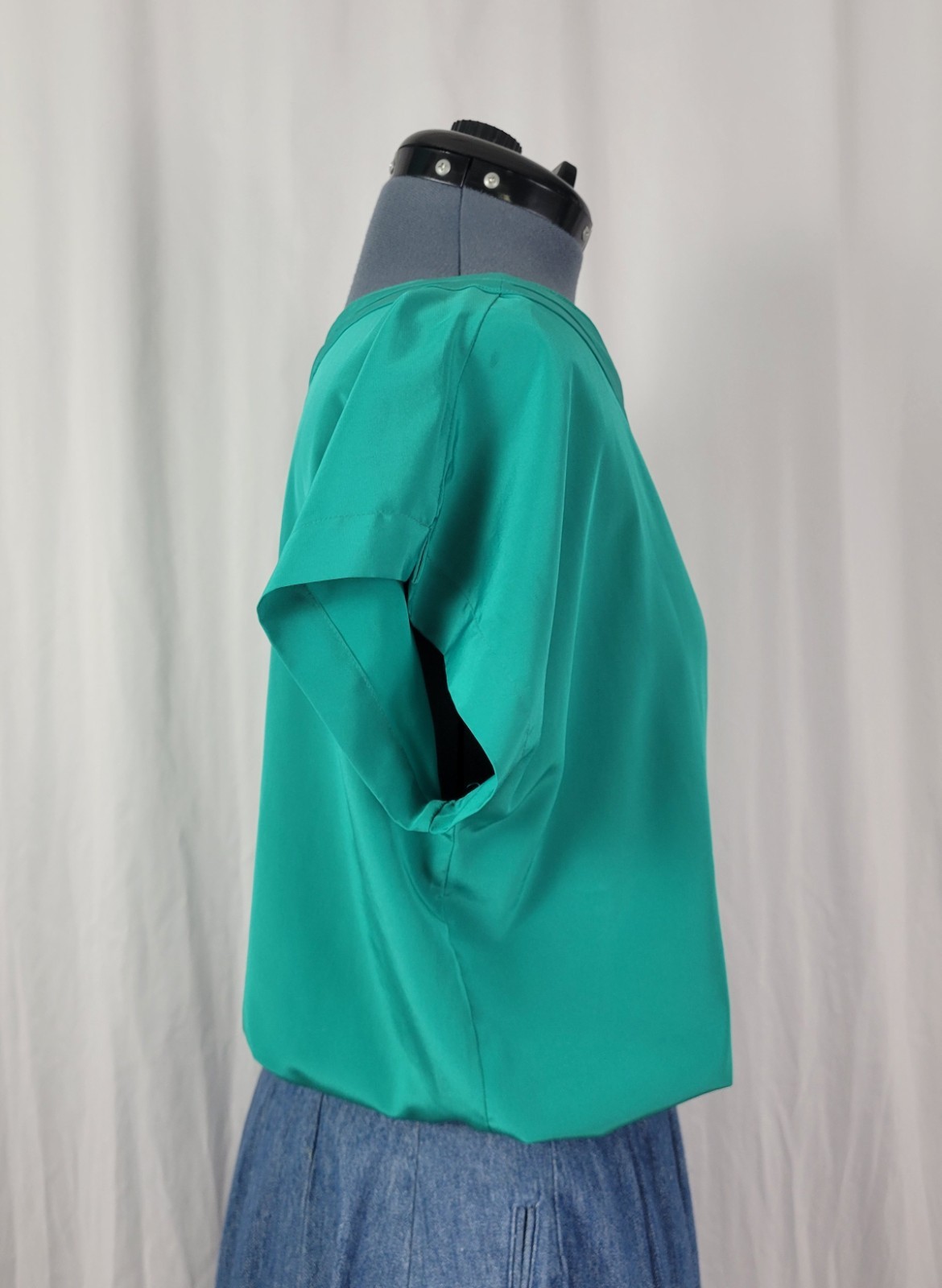 Vintage Rendezvous Teal Green Dropped Shoulder Blouse Size 10