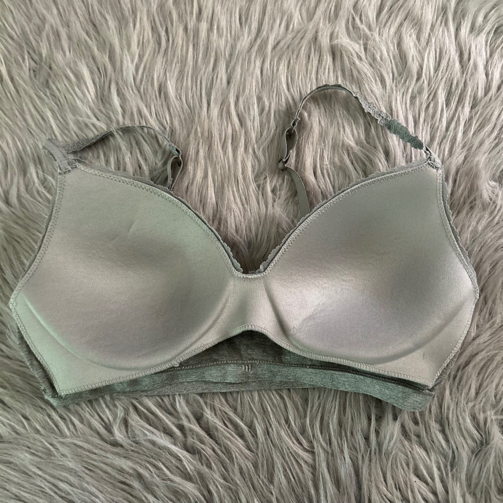 Lucky Brand Wireless Lightly Lined Bra Womens Size Large Gray Wirefree Bralette