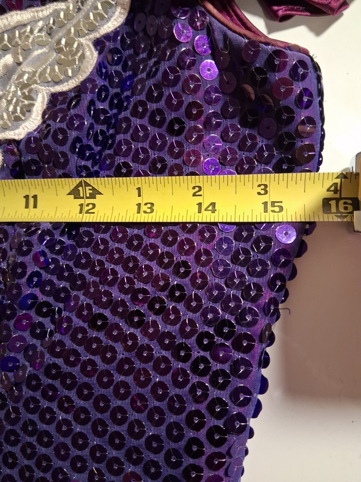 1980s Purple Sequin Ruffle High-Low Hem Party Salsa Dress Flirtations By Angelo