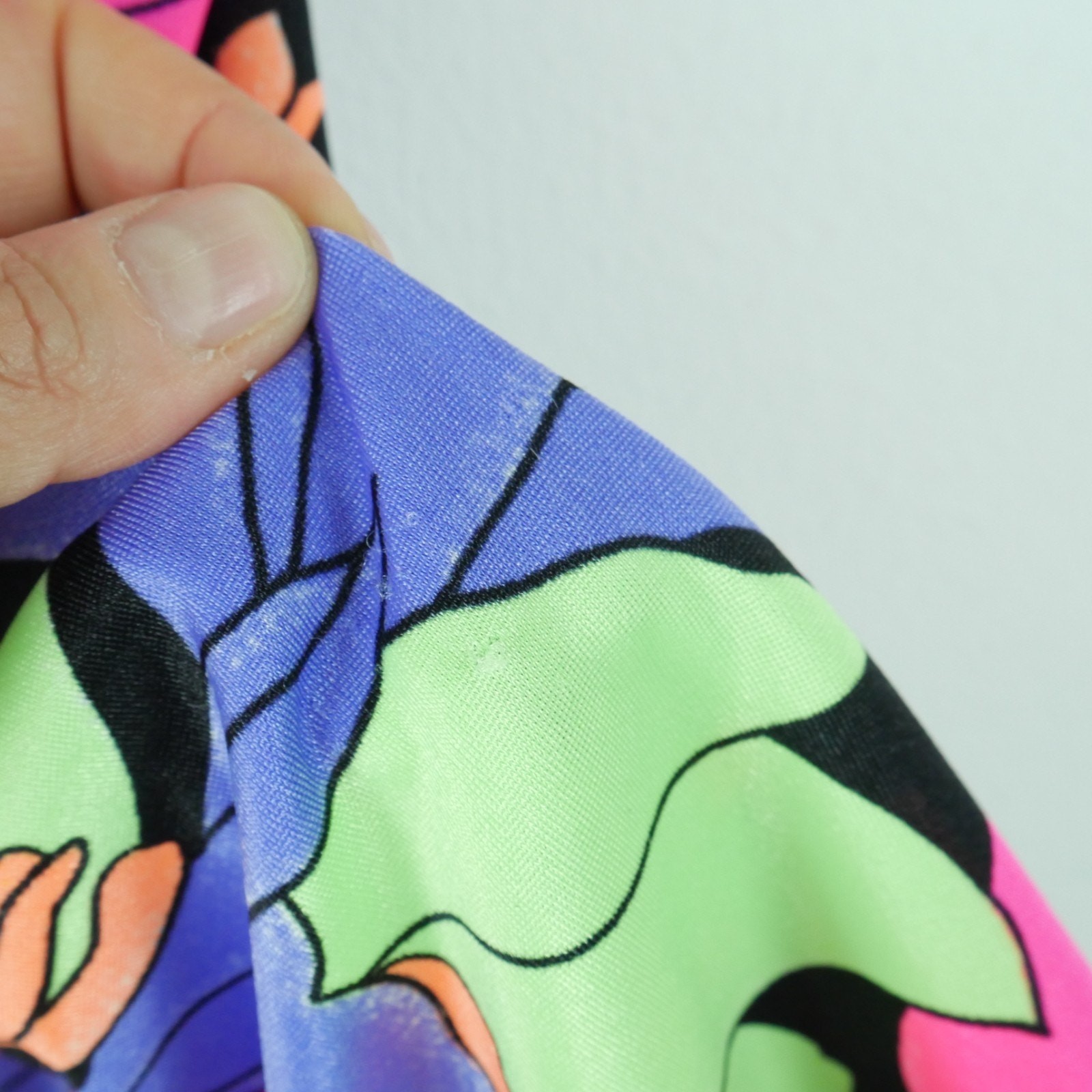 Vintage XS S Swim Dress Multicolor Neon Bodycon Mini Beach Resort Tropical Print