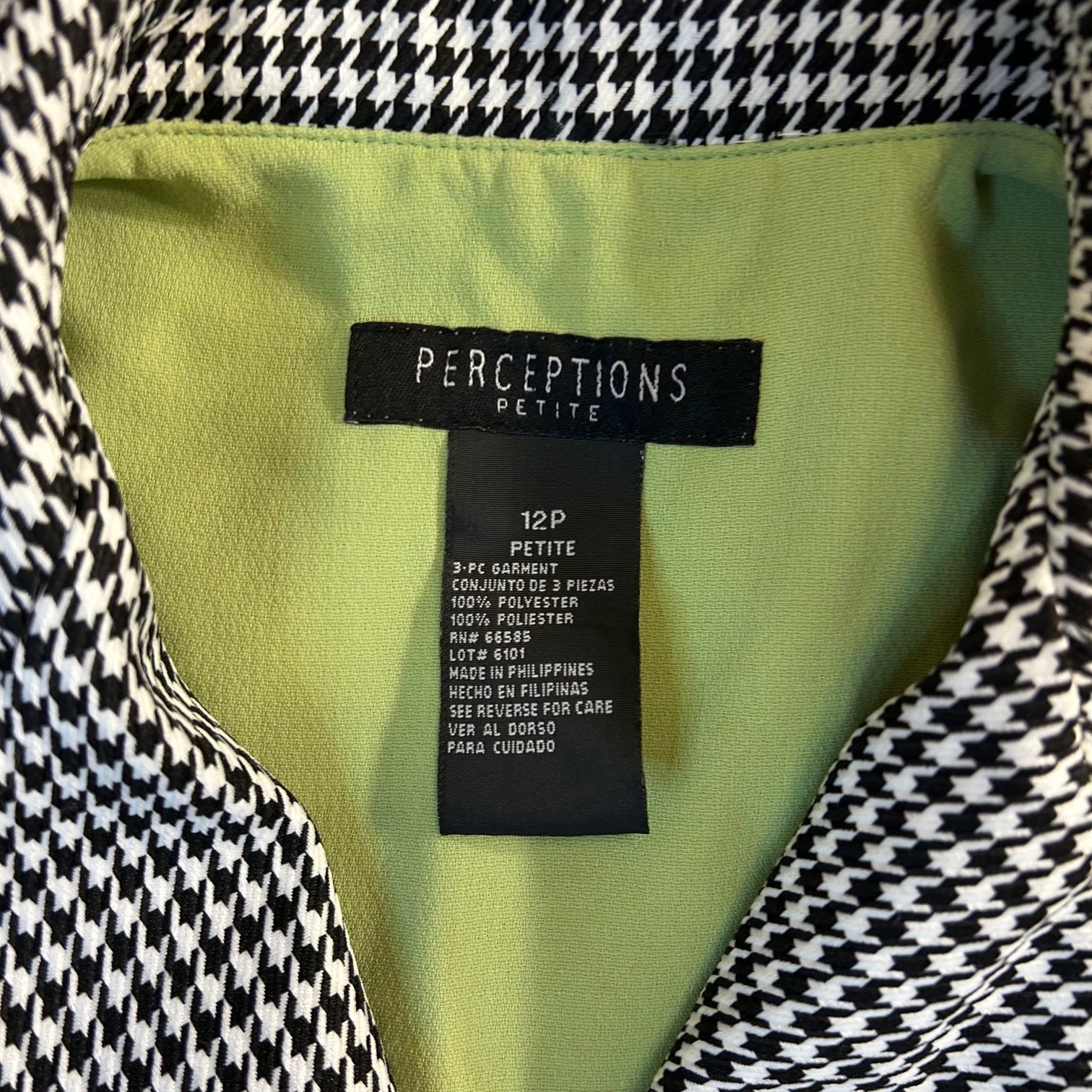 Vintage NWT Petite Perceptions Women’s 12 P Blazer Suit Jacket Houndstooth Work