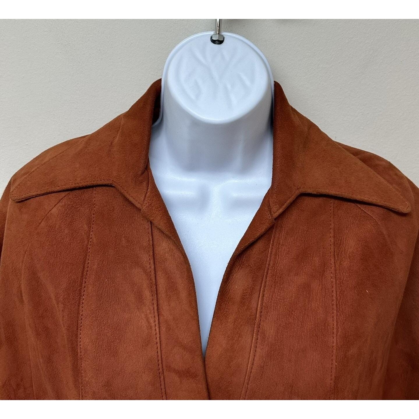 Vintage Hippie Rust Orange Suede Leather Cape Sleeve Coat Jacket Open Sides