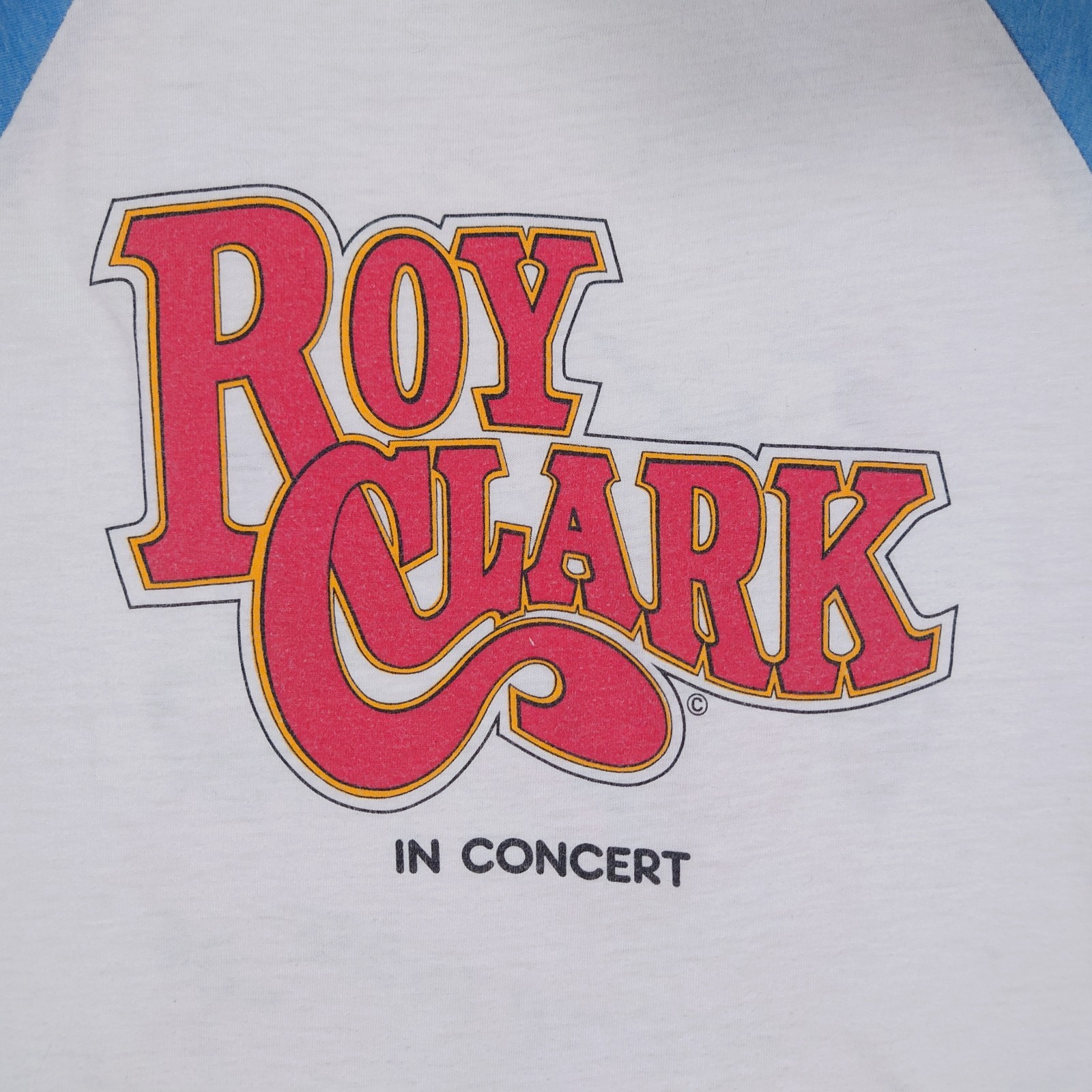Vtg 80s Roy Clark Concert Tee Women&rsquo;s M Raglan 3/4 Sleeve T-Shirt Country Music