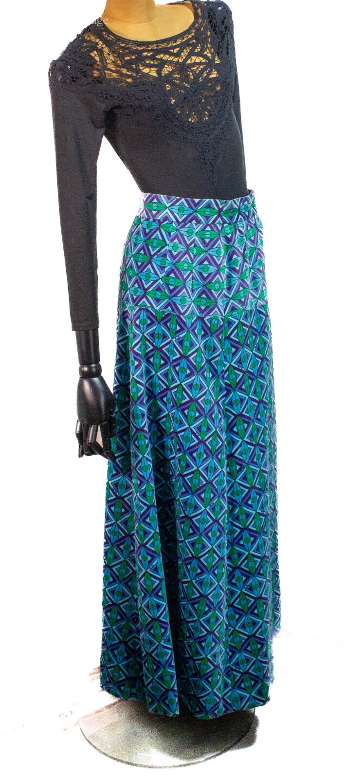 Emilio Pucci Vintage Original Velvet Geometric Maxi Skirt 1960&rsquo;s Size 10