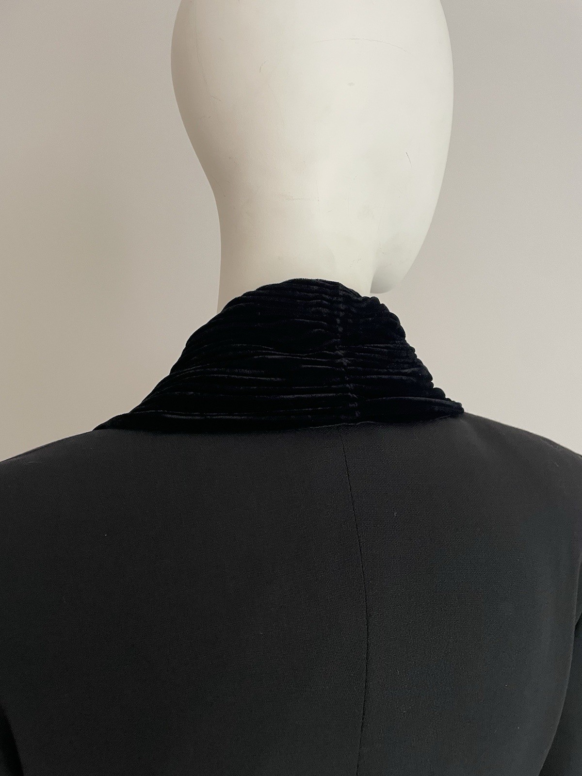 Vintage 1980s Gianni Versace Black Wool Velvet Twist Trim Skirt Suit Set Jacket