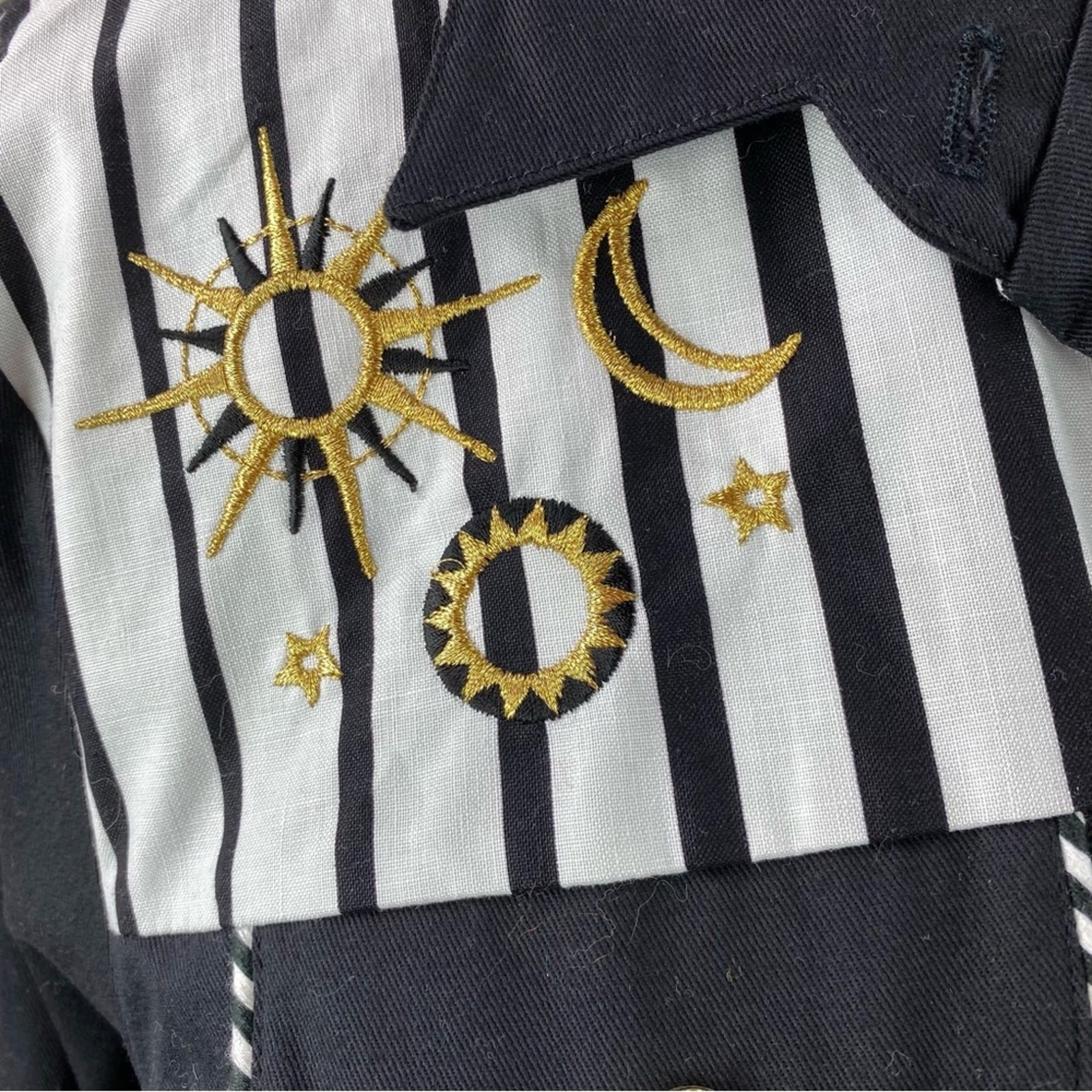 Vintage Peter Popovitch Celestial Nautical Embroidered Blouse Size L