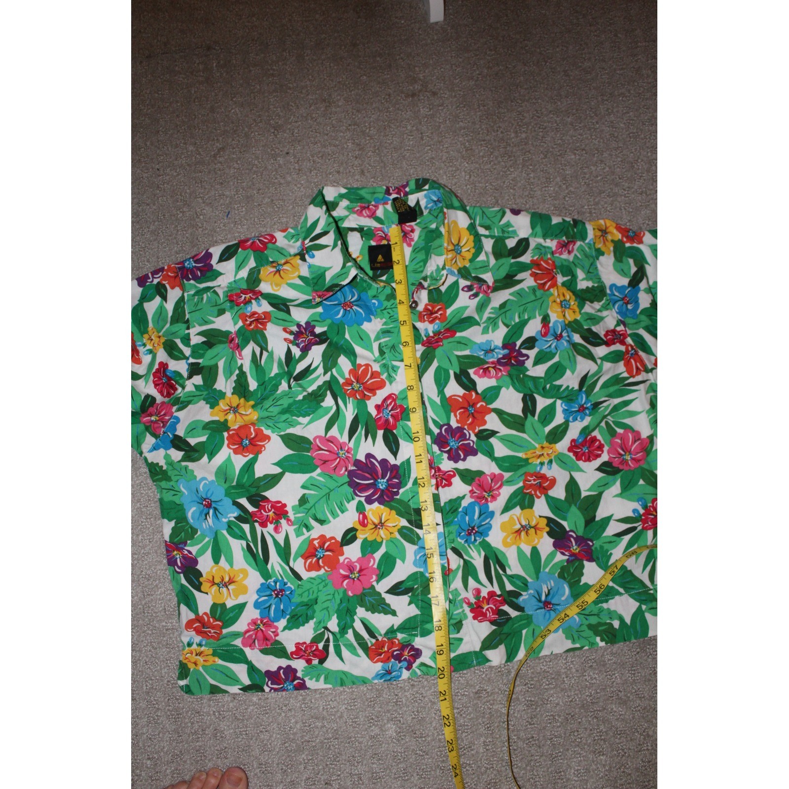 VTG Liz Sport Tropical Floral Cotton Button Down Shirt Women&rsquo;s Size Large