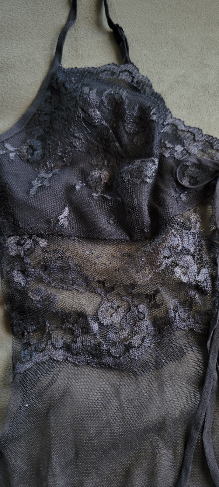 NWOT Vintage Victoria&rsquo;s Secret Black Sheer Teddy & Thong Panties Set Size Small