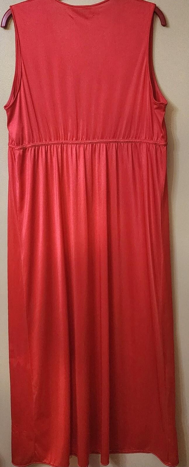 VTG Vassarette Nightgown Large Red Full-Length Lingerie Nylon Empire Waist READ