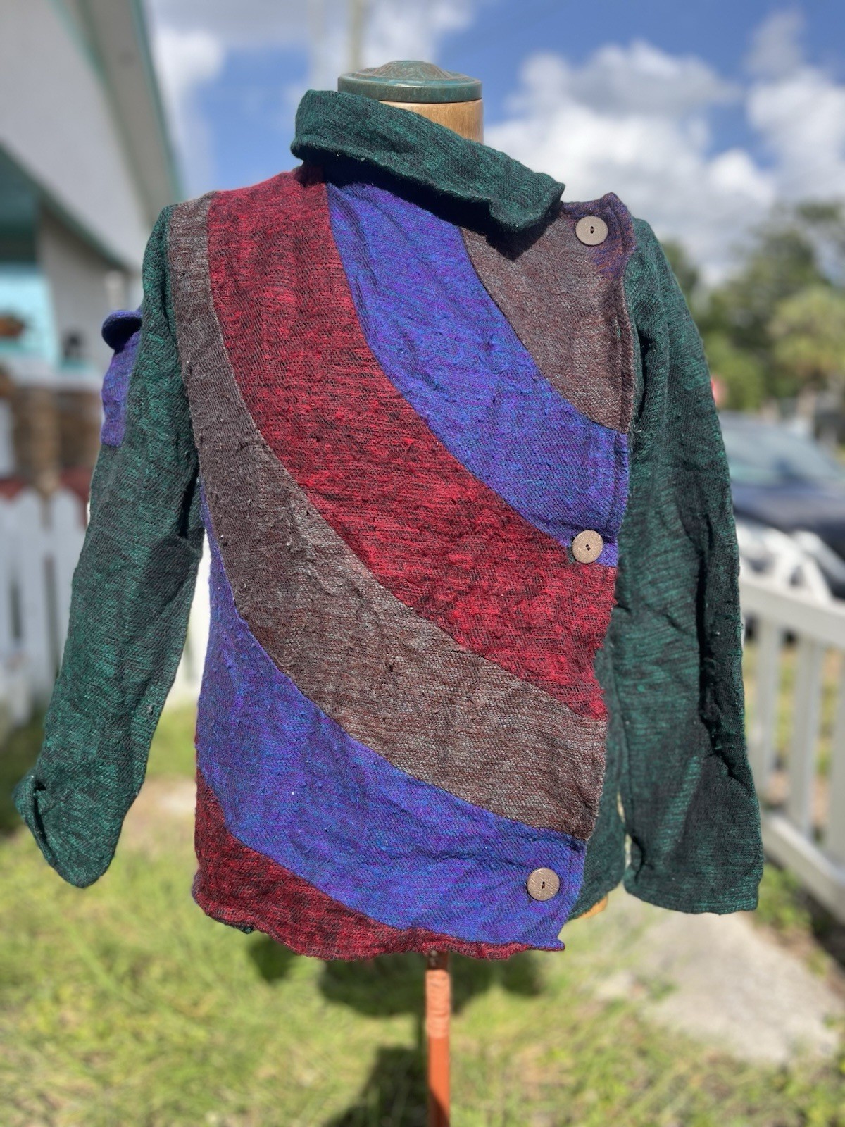 Vtg Lakhay’s Collection Hand Made Wool Sweater Made In Nepal Bohemian L/XL