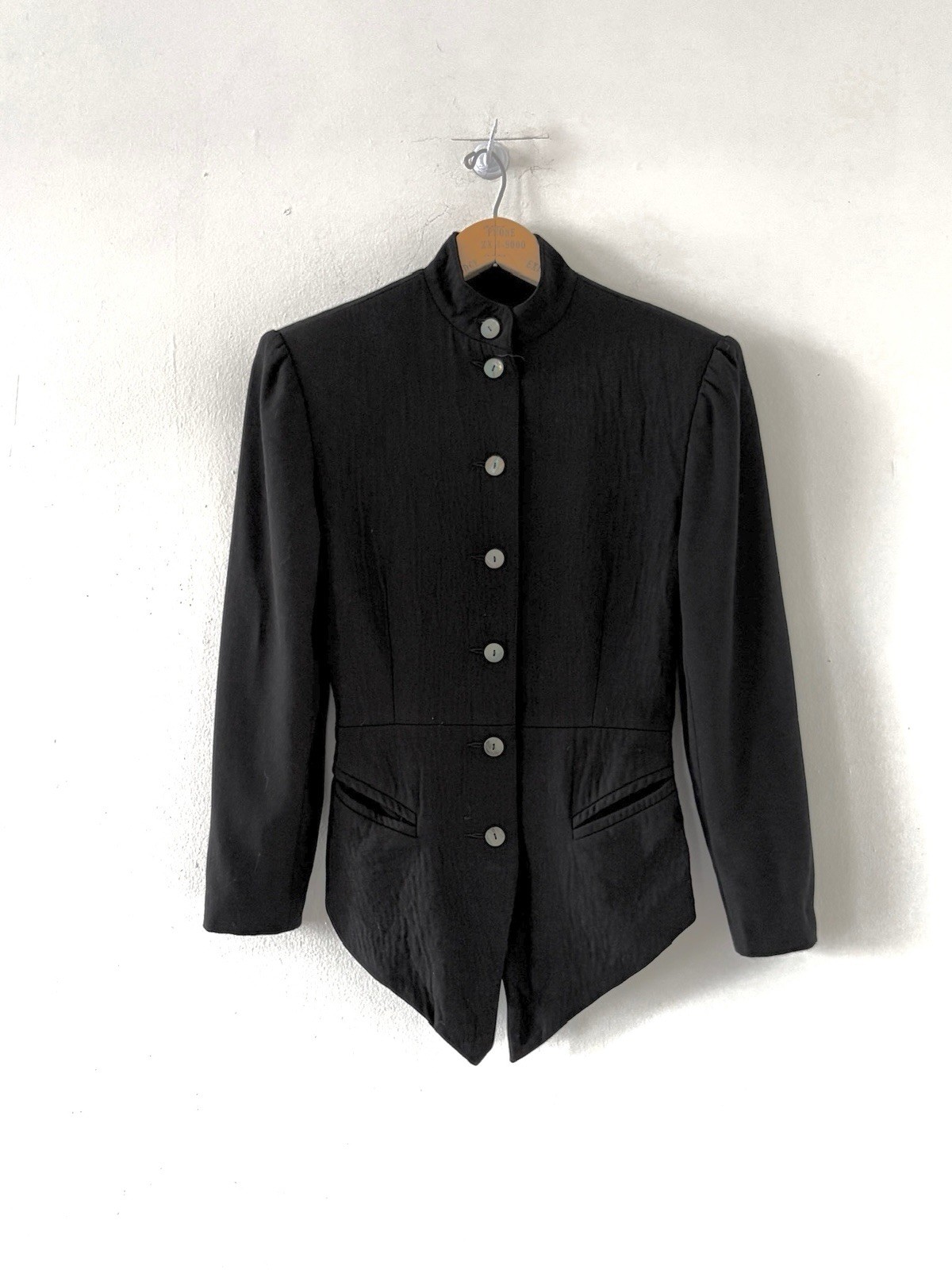 80s Avant Garde Paris Designer Premonville Dewavrin Fitted Wool Tailcoat Jacket
