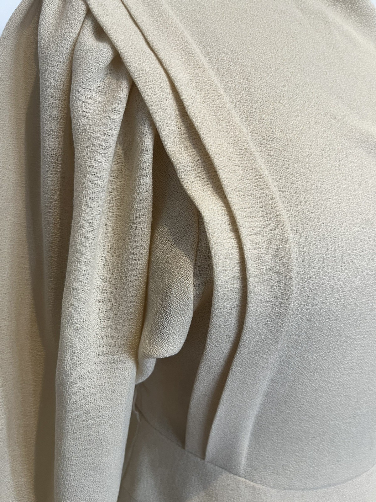 Vintage Cream Long Sleeve Dress | Mock Neck Dress | Minimalist 1980s Dress