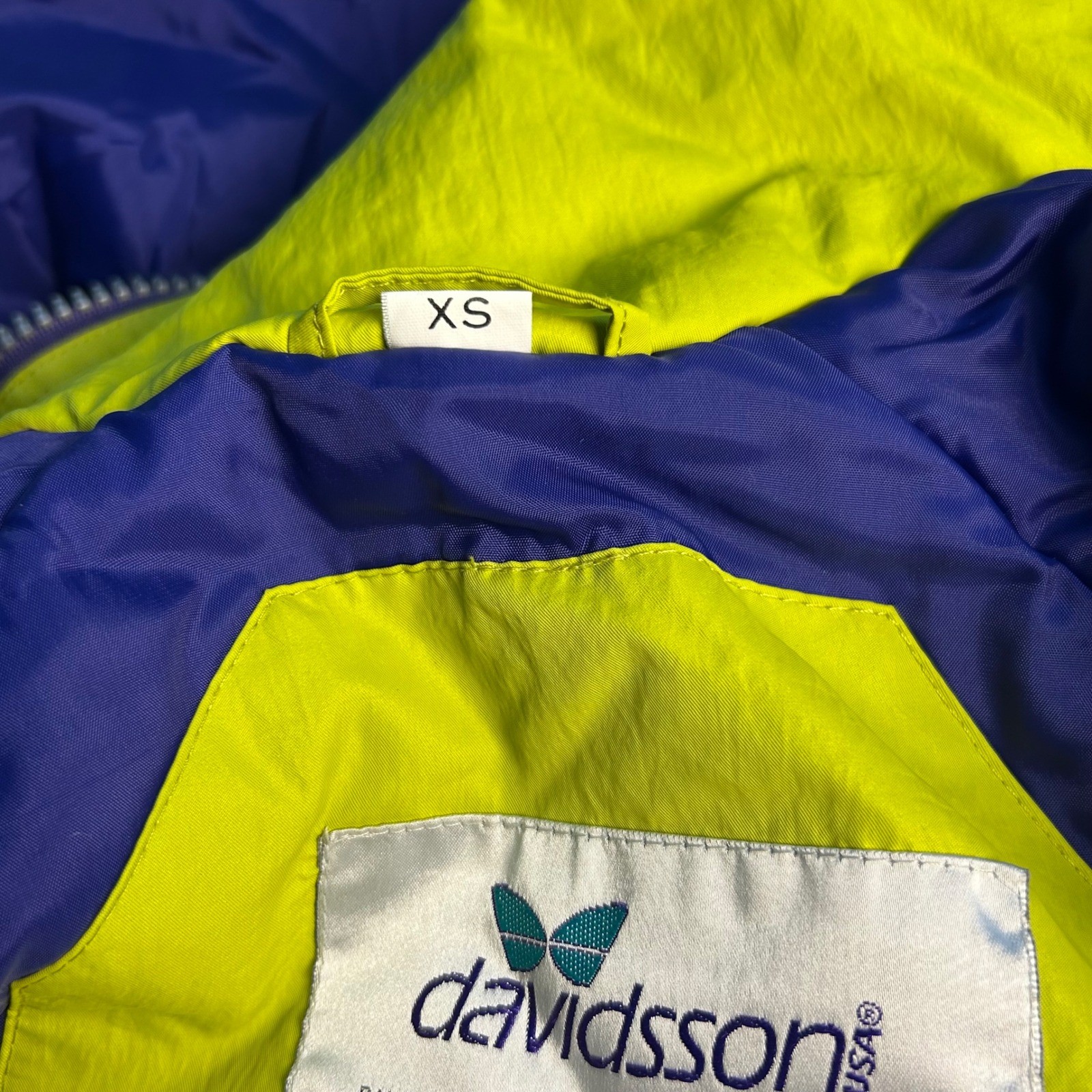 Vintage Davidsson USA Ski Jacket Womens XS Neon Colorblock Pullover 80s 90s
