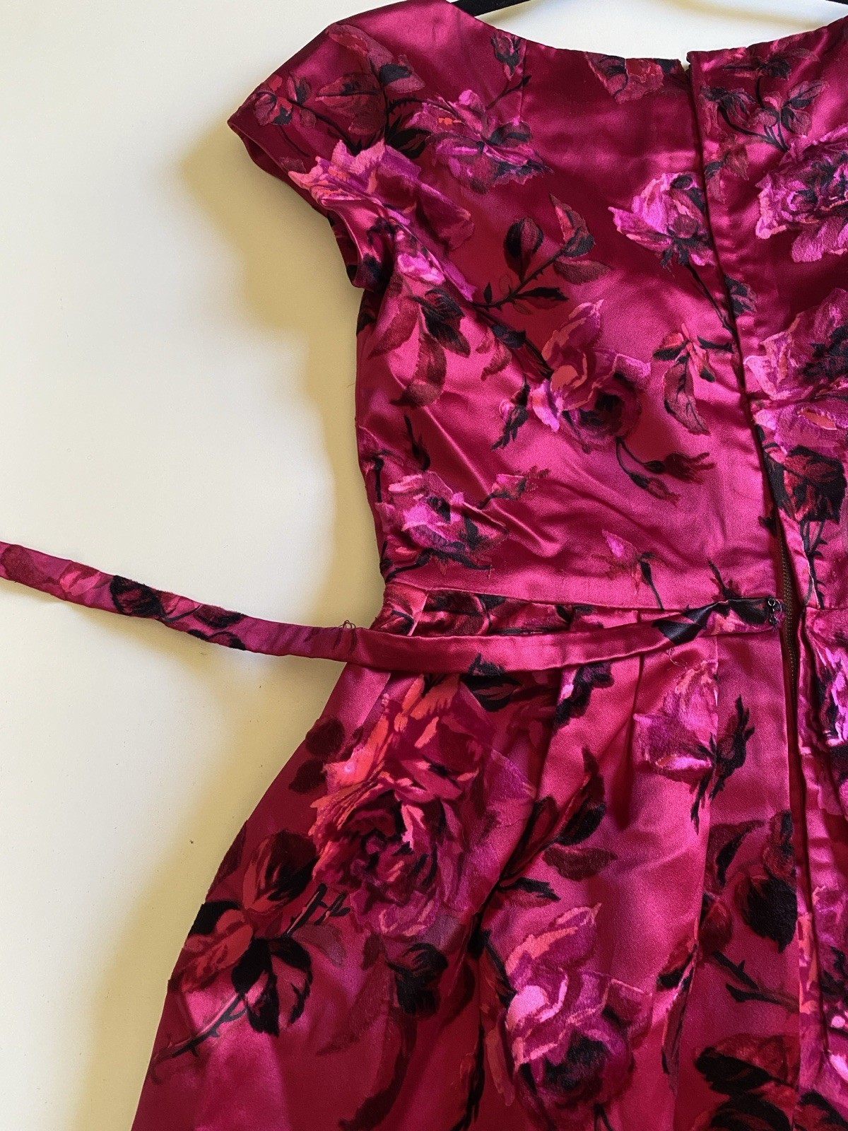 Gorgeous Vintage 50s Adele’s Silk Satin L Velvet Burn Out Dress