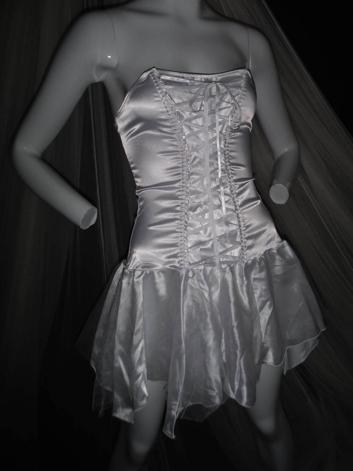VTG Fredericks of Hollywood 90&rsquo;s New Sexy!! White Lingerie Dress Tie Up Bodice S