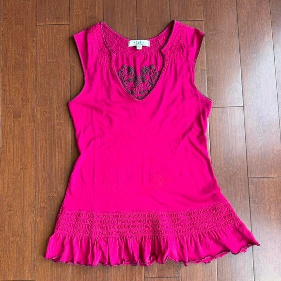 Vintage L.E.I. Fuschia Ruffle Tank