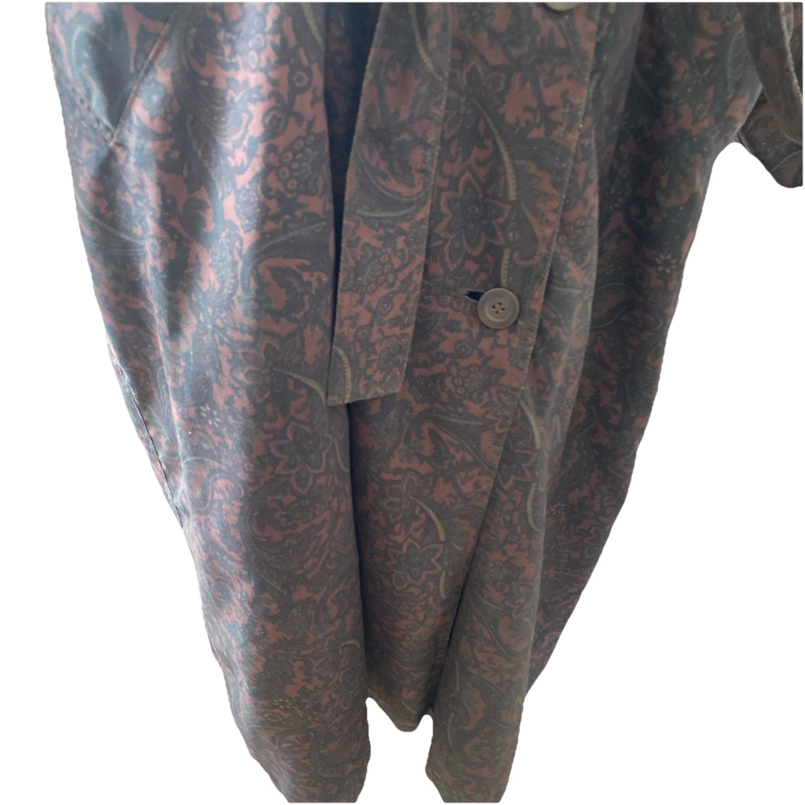Vintage Vtg Women’s London Fog Trench Coat Duster Paisley Liner Sz 10 Goth