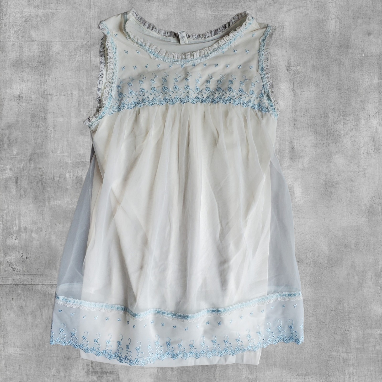 Vintage 60s Komar Babydoll Nightgown Floral Lace Chiffron Womens S Fairycore