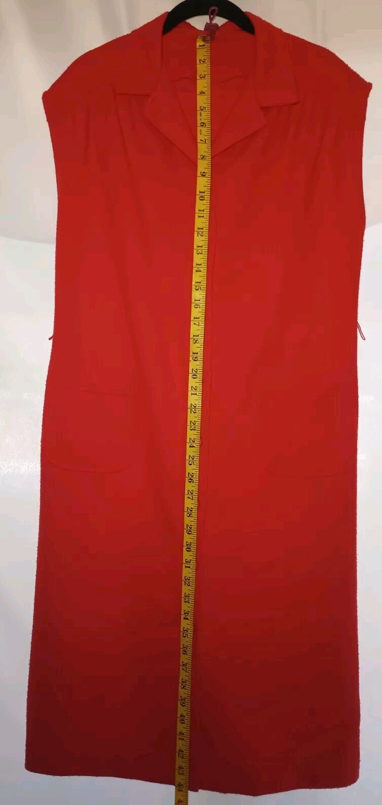 60 – 70&rsquo;s – Handmade Solid Red Dress – Size 14 – Nightgown Housecoat Vintage