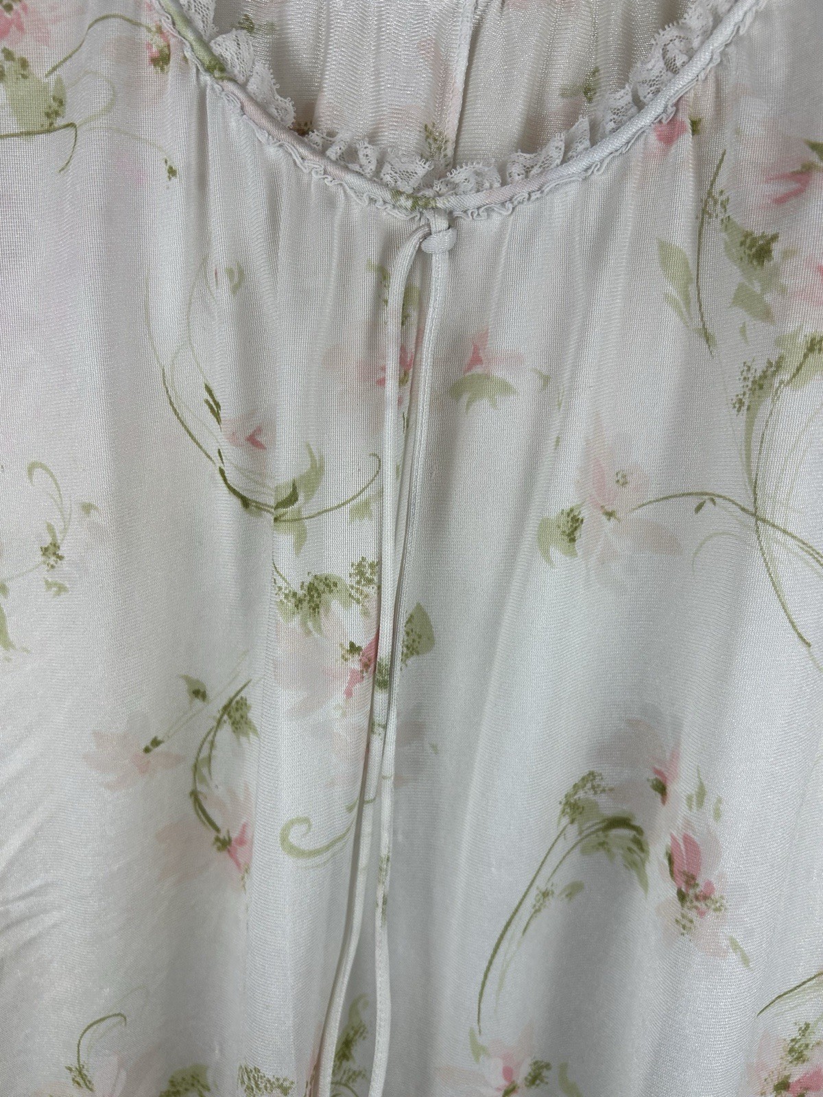 Vintage Voe Mode Nightgown Pink Floral Sz M Lace Trim Sleepwear House Dress
