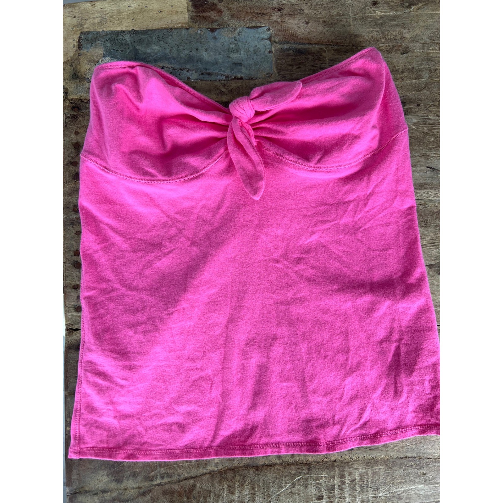 AERIE Girly Tank Camisole Feminine Pink Strapless Tank Knotted Bow Detail