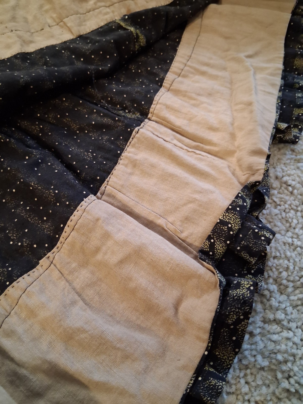 Antique Pioneer Prairie Colonial Day Cotton 2-Piece Edwardian Dress