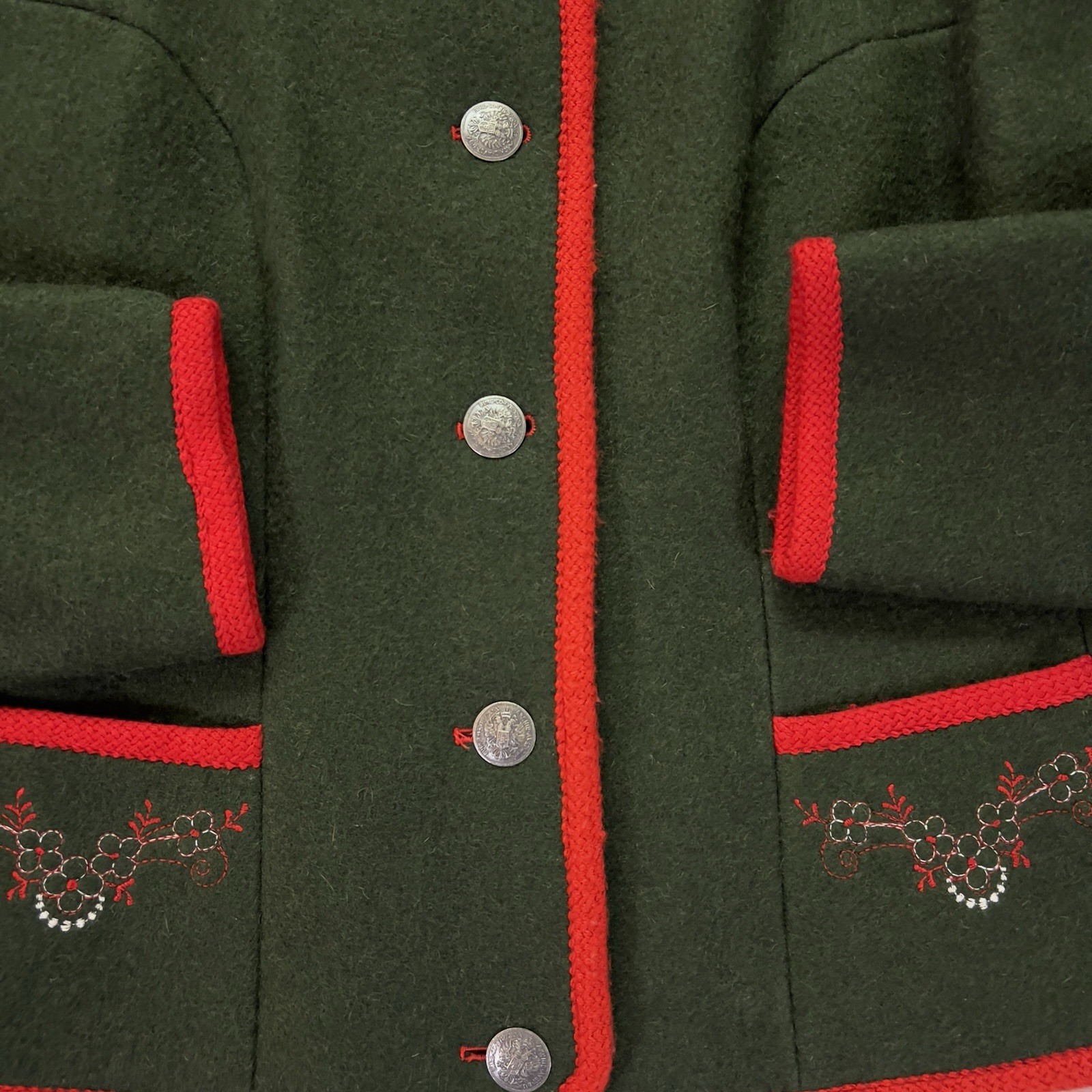 Vintage GU-TRA Austrian Walkjanker Wool Jacket Women 38 Trachten Green