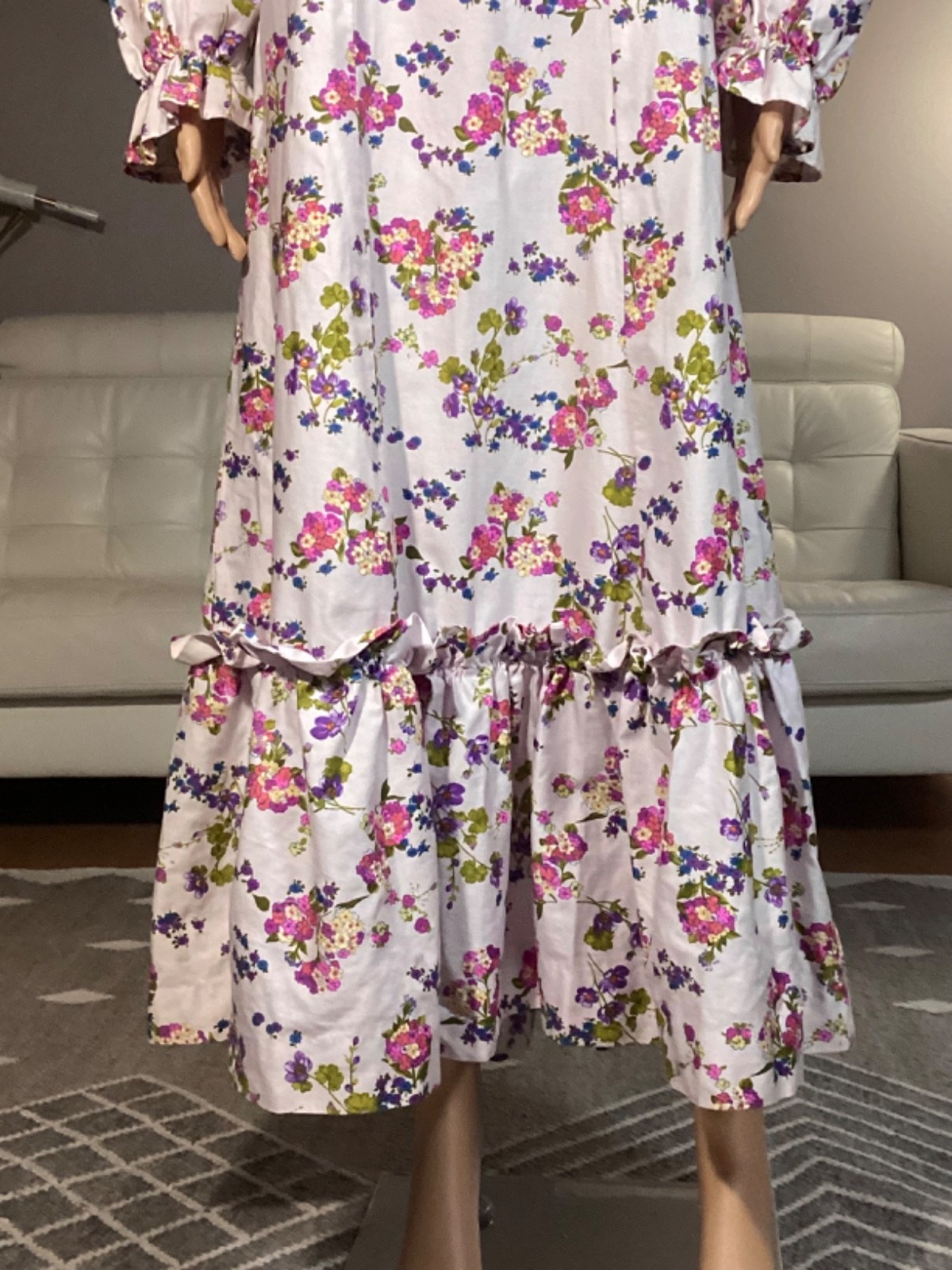 Vintage 70’s Handmade Floral Ruffle Prairie Maxi Dress Boho Hippie