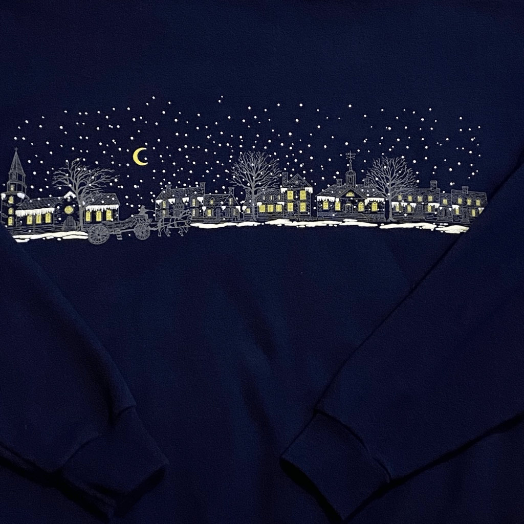 Vintage Colonial Williamsburg Navy Blue Christmas/Winter Sweatshirt Women’s L