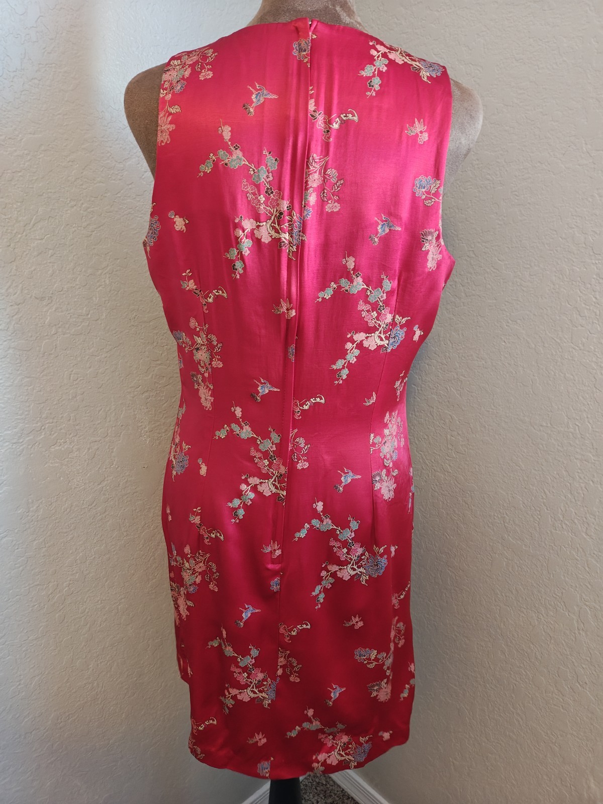 Vintage 90s Byer Too! Floral Asian Style Satin Dress – Red Mini Made in USA