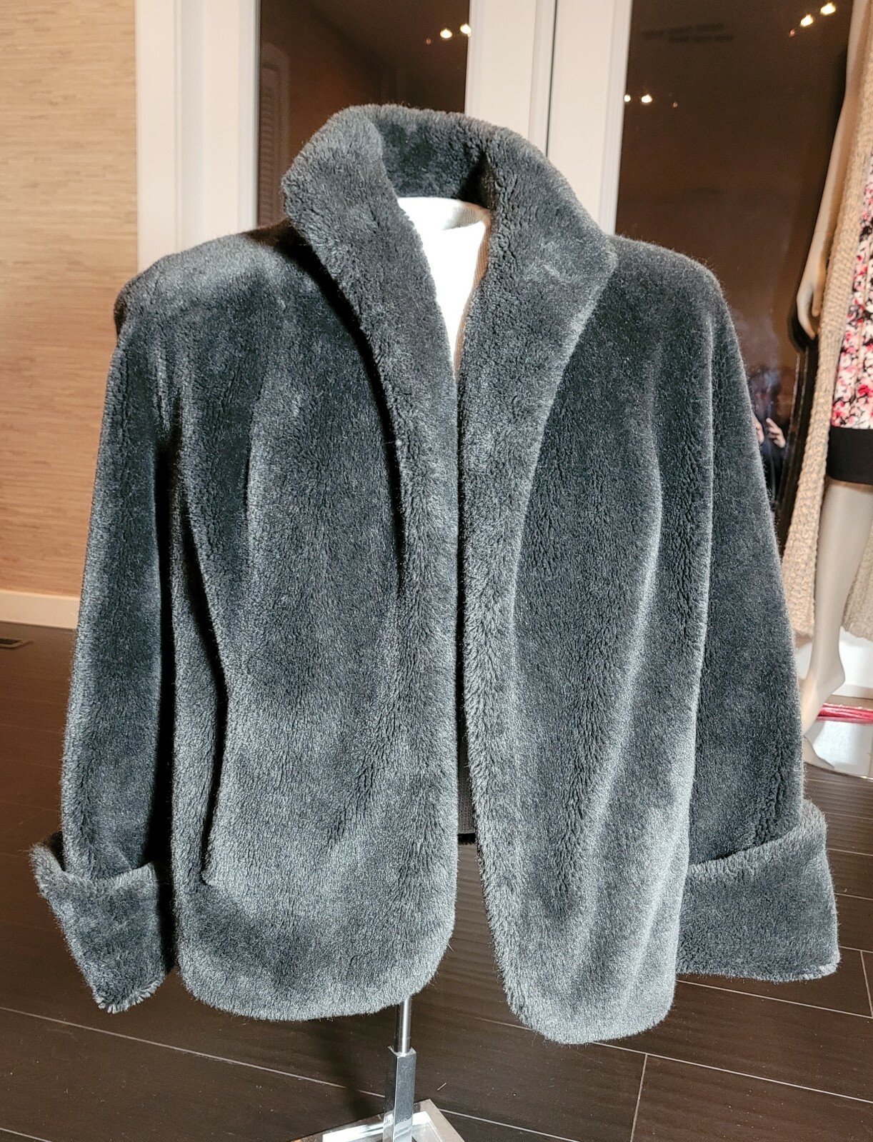 Vintage Belfiore By Malden Limited Black Faux Fur Coat Sz L? Refer To Photos