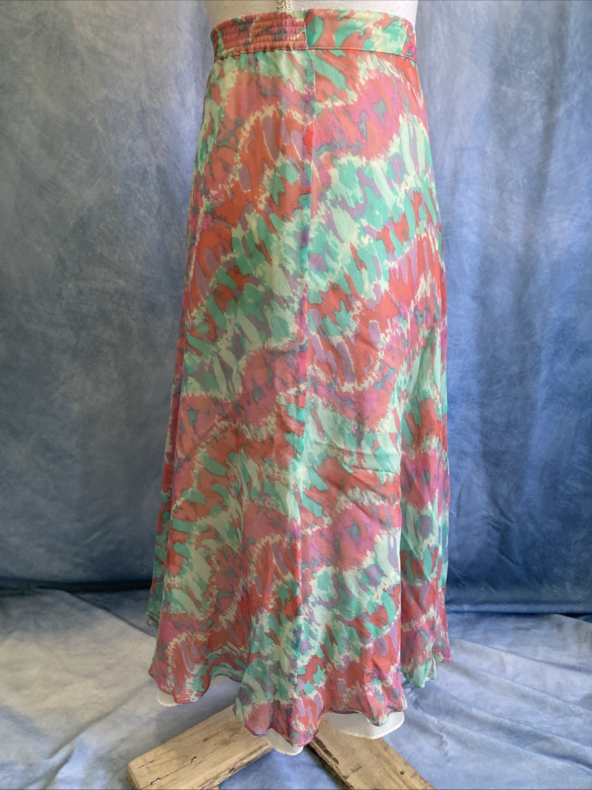 Vintage 80s Anne Crimmins Umi Collections 100% Silk Ikat Skirt Hong Kong Midi 4