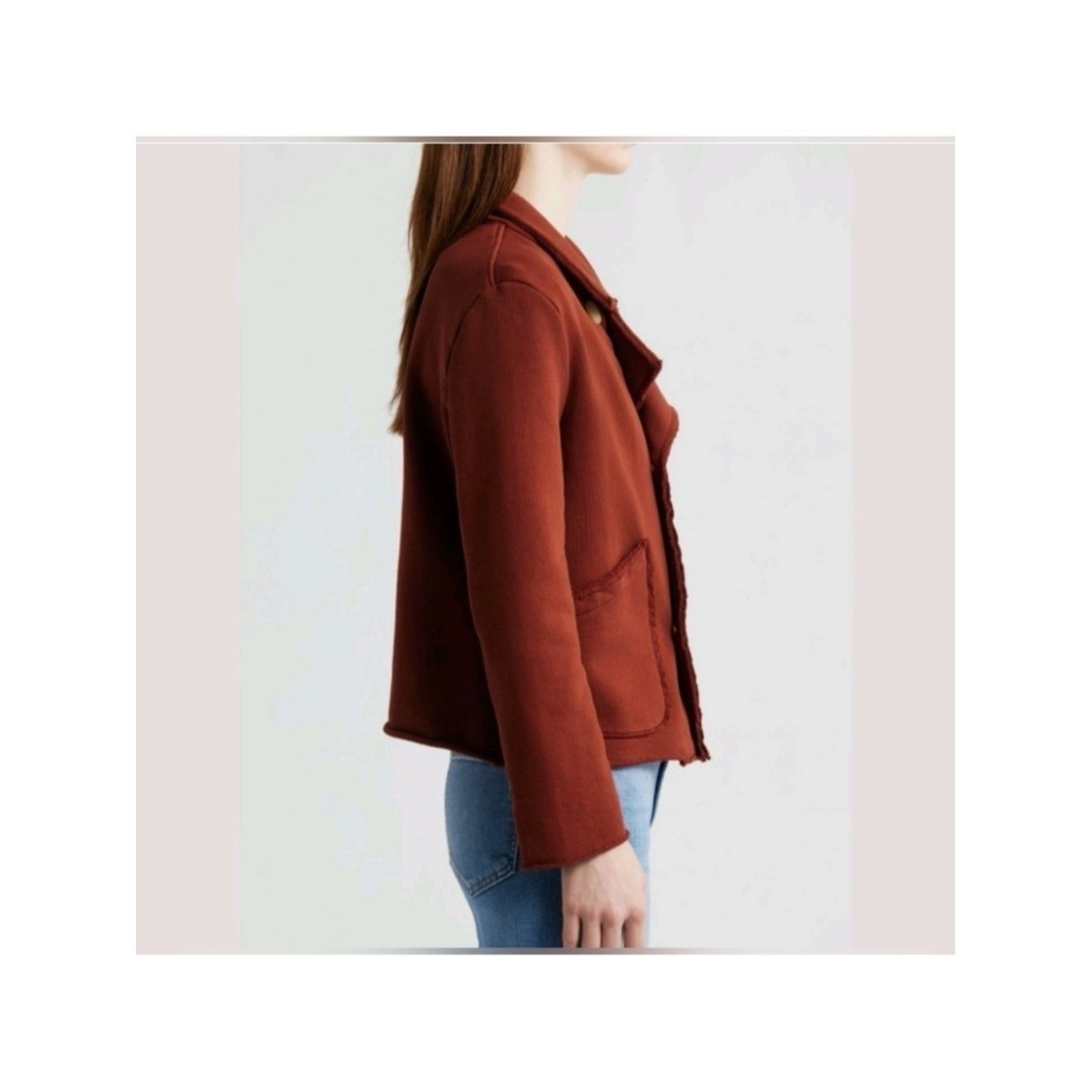 NWT Frank & Eileen Mini Belfast Triple Fleece Peacoat In Redwood Sz XS