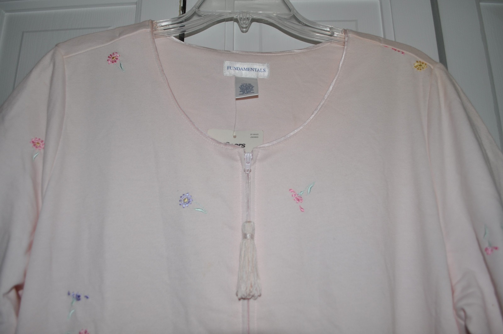 Vintage Sears Fundamentals Zip Front Robe House Coat Size Large (14-16) Pink NOS