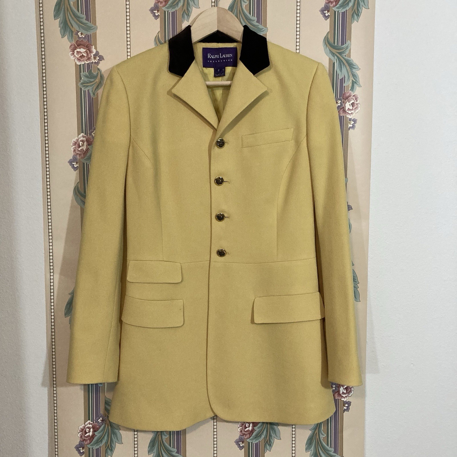 Vintage Ralph Lauren Collection Yellow Equestrian Blazer Jacket VTG Purple Label