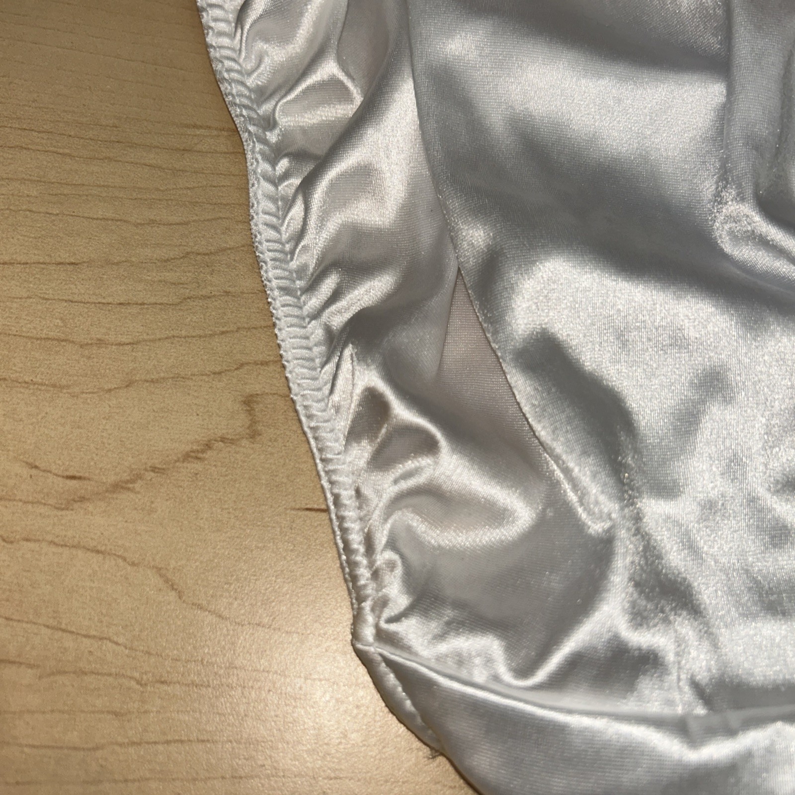 Vtg 90s Victorias Secret Hi Cut Hipster Panties M Second Skin Satin White 7424
