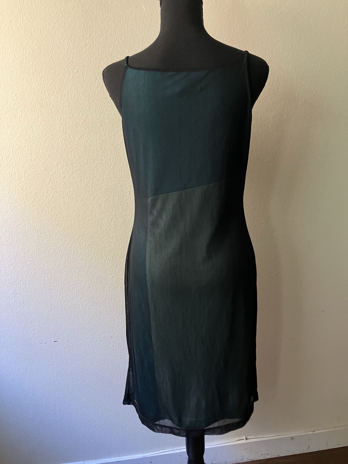 Vintage &rsquo;90s Express Color Block Shift Dress w/ Black Mesh Overlay Grunge XS/S