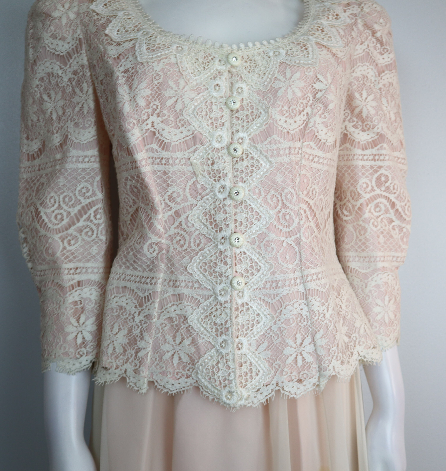 Cachet by Bari Protas Vintage 2-Piece Dress Skirt & Top Size 9/10 Light Pink