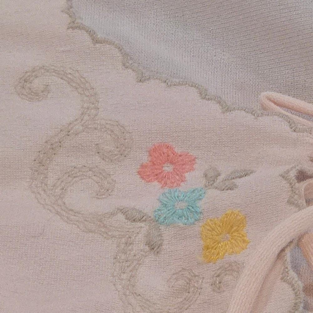 JCPenney Robe Womens Medium Peach Vintage 70s Floral Embroidery Lace-up Maxi USA