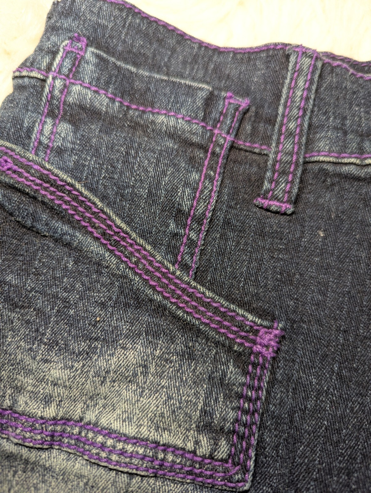 VANILLA STAR Purple STITCHED Low Rise Blue Jeans COOL DENIM Junior&rsquo;s 5 ALTERED