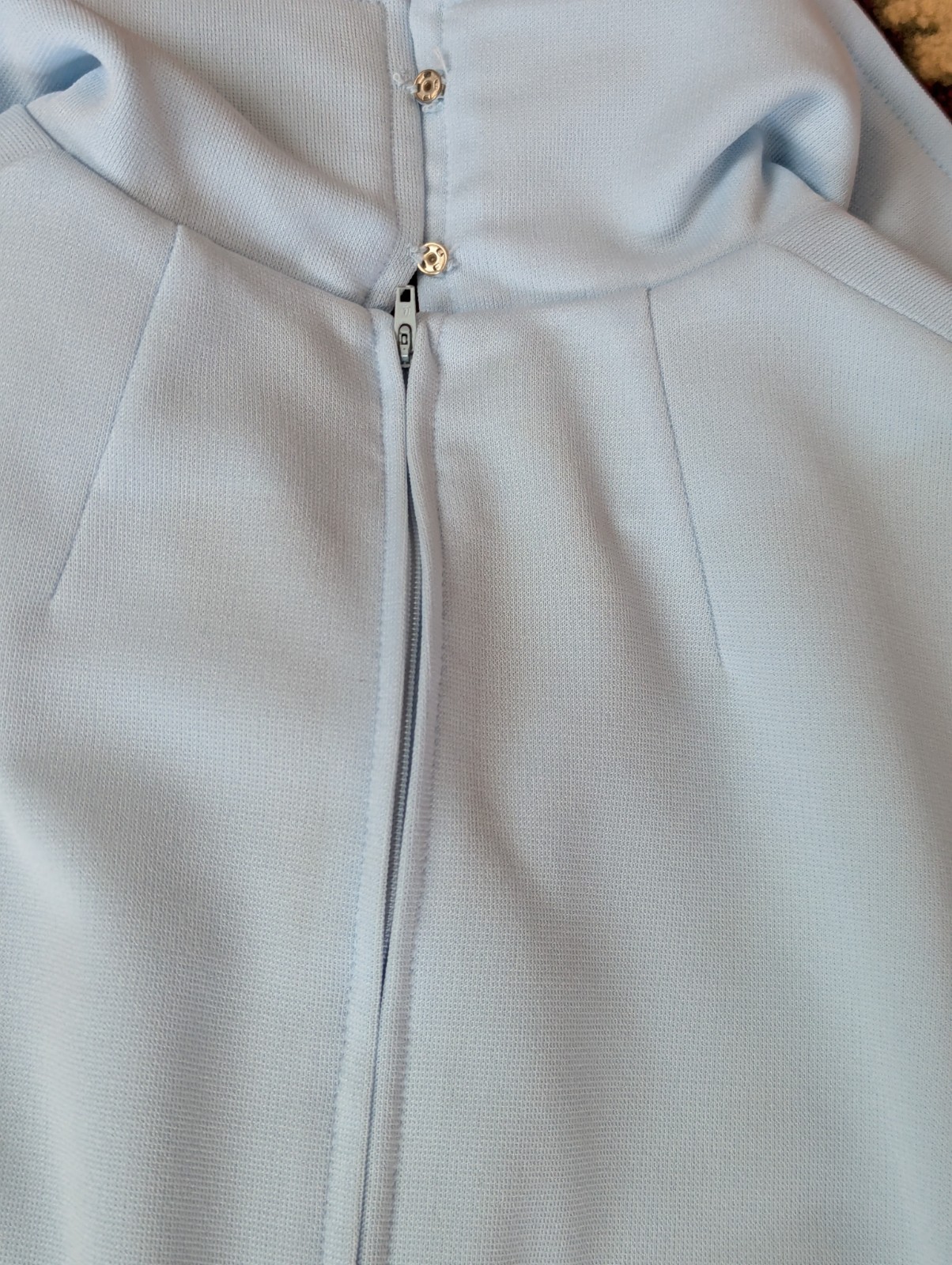 Vintage Mod A Line Point Collared Dress Handmade Back Zip 1970s 34 In Bust Retro