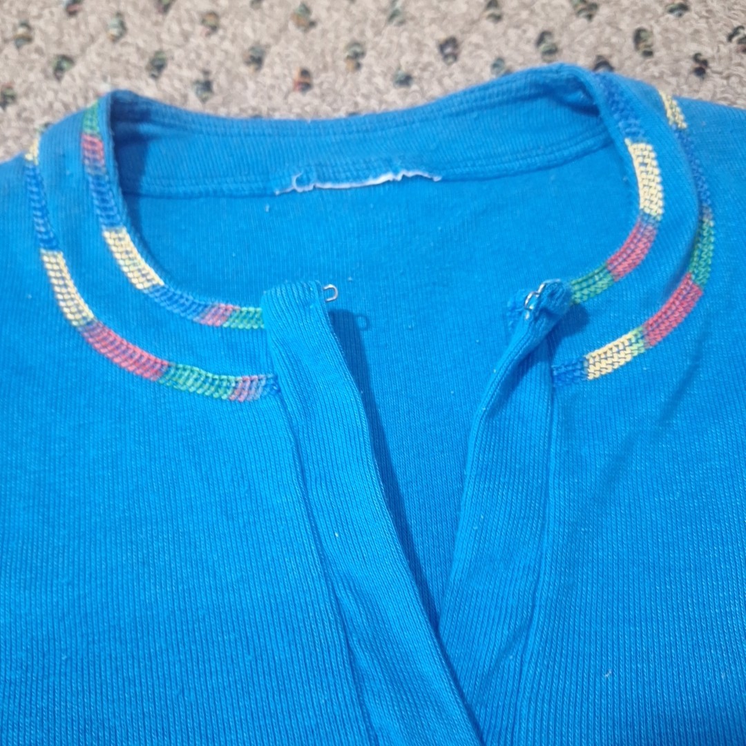 Vtg 70&rsquo;s Boho Split V-Neck 3/4 Sleeve Womens Top M