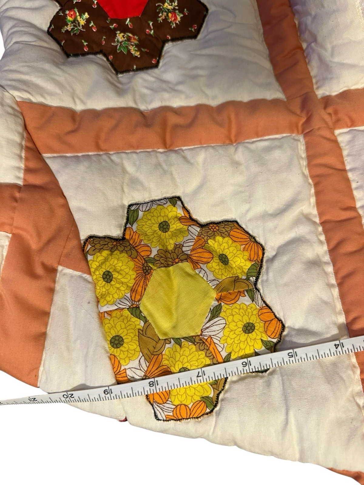 Vintage Flower Garden Handmade Quilt Jacket Coat 1970s Groovy Flower Power
