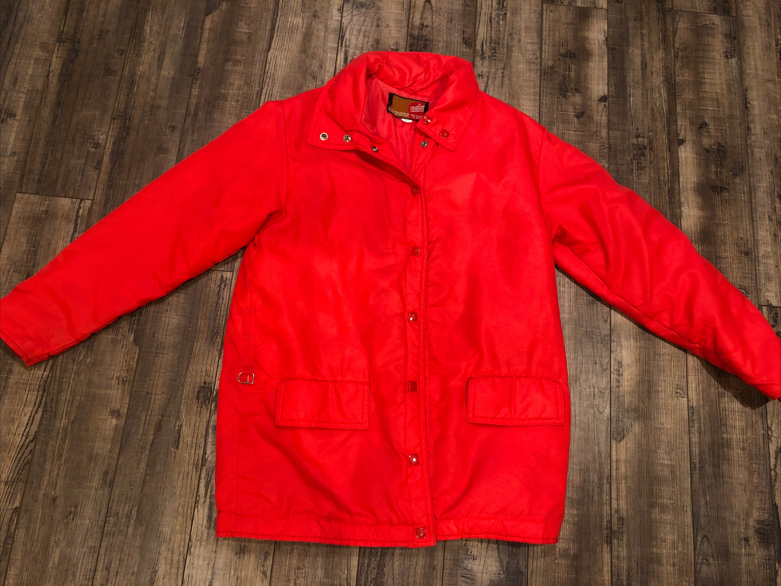 Vintage Red Eda Made In Korea Nylon Windbreaker Button/Zip Up Jacket Large RARE