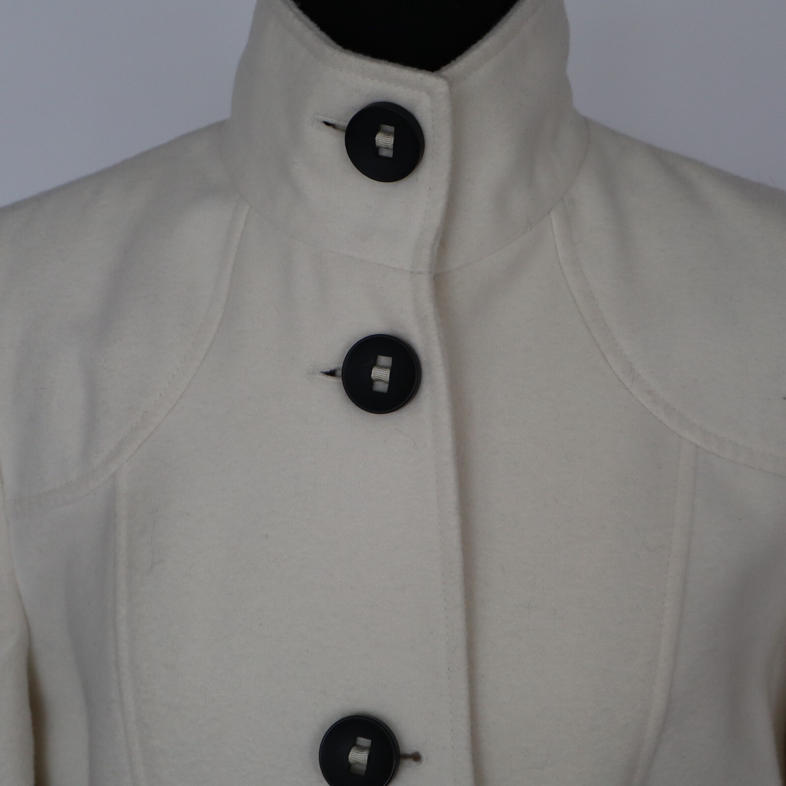 Vintage Chico&rsquo;s Jacket Coat Winter White w Black Buttons Size 1 Medium
