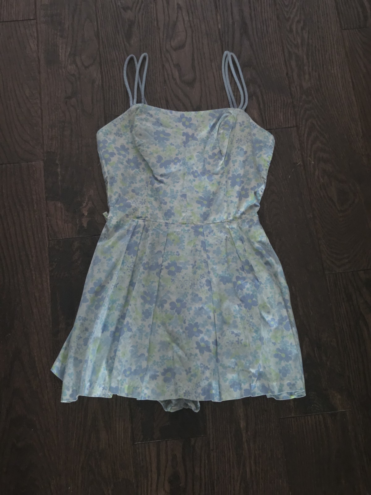 Vintage Sea Weeds Floral Skort Romper Women&rsquo;s Size 10 Blue Purple Summer Dress