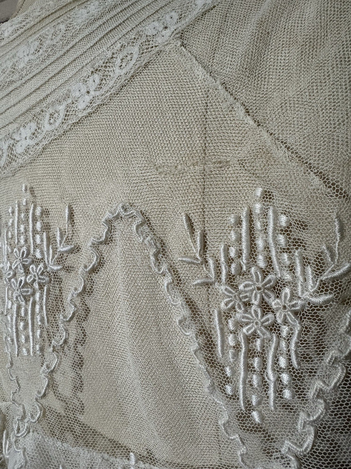 Antique Victorian Edwardian 1900s lace embroidery dress cape