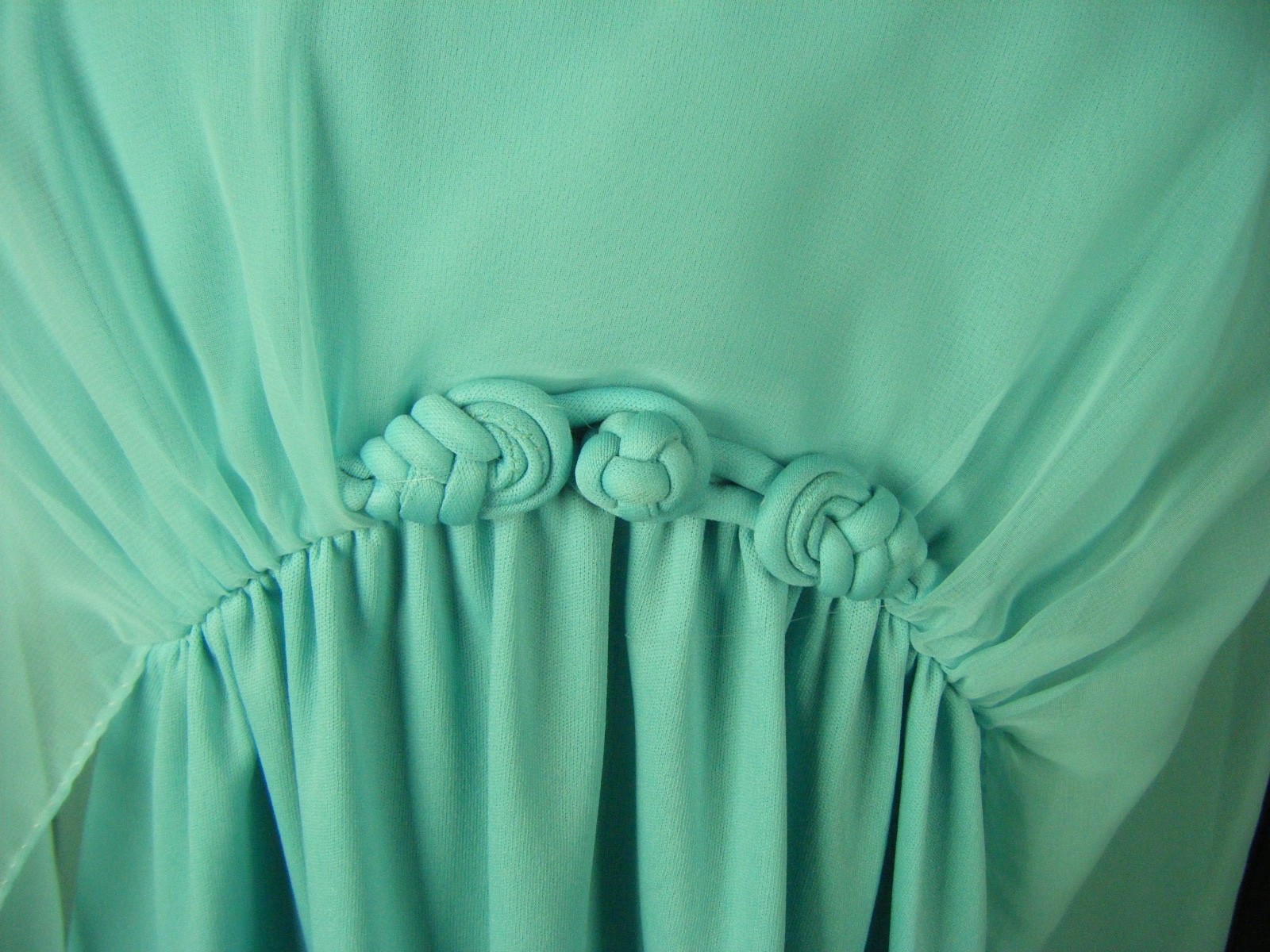 Vtg 60-70s Aqua Blue Sheer Cape Mod Knit Dress-Bust 37/XS-S