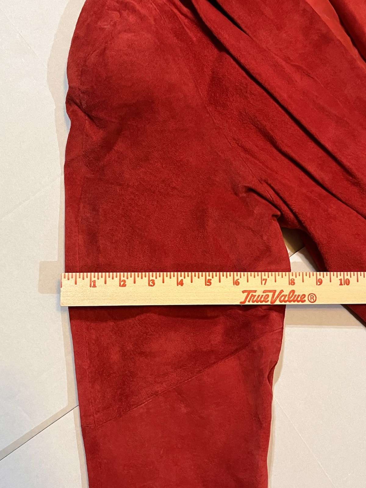 Vtg 80s 90s LaNouvelle Renaissance Women’s M Red Suede Leather Swing Coat Gen X