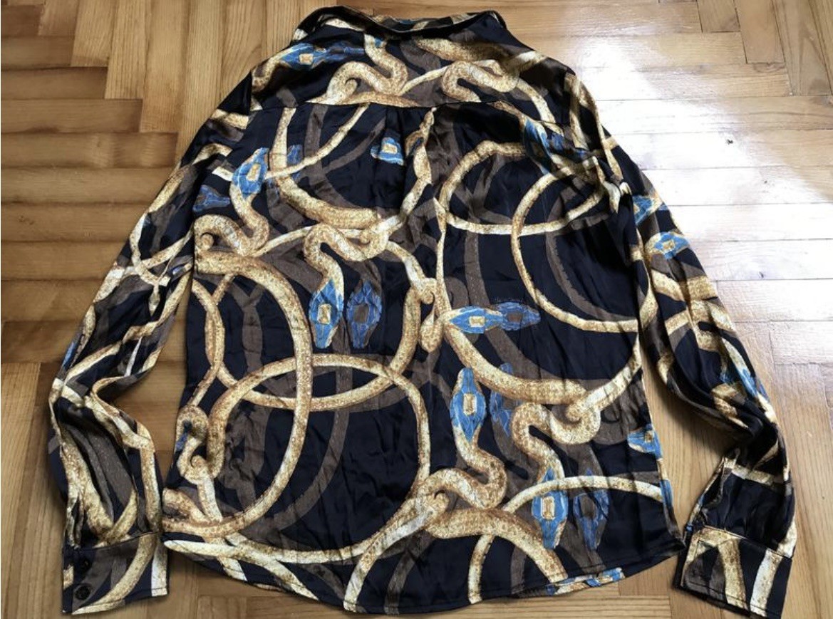 Vintage Roberto Cavalli Class silk Snake Chain Print Blouse Shirt Size S IT 40